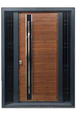 درب لابی ضد سرقت ترمووود قهوه ای شیشه خور